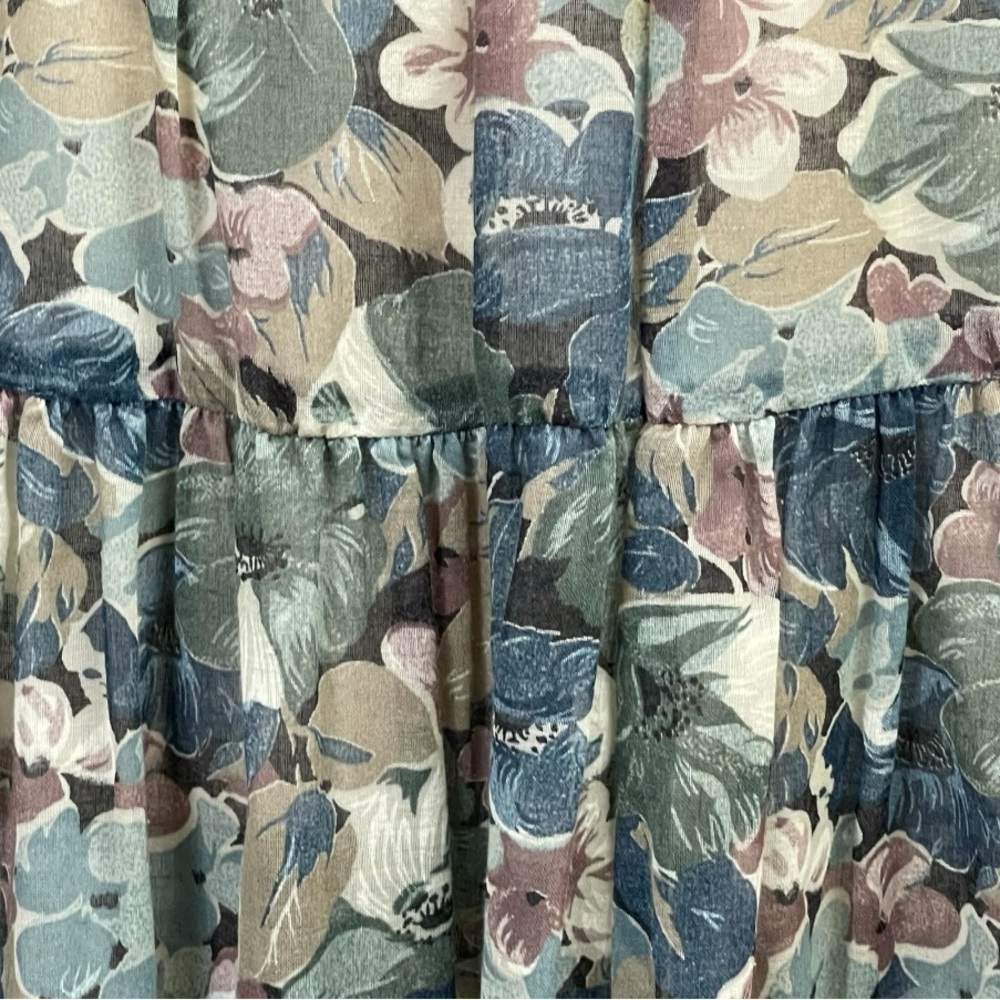 Vintage 70s Maybro Floral Semi Sheer Gauze Tiered Maxi‎ Skirt Boho S - Picture 9 of 11